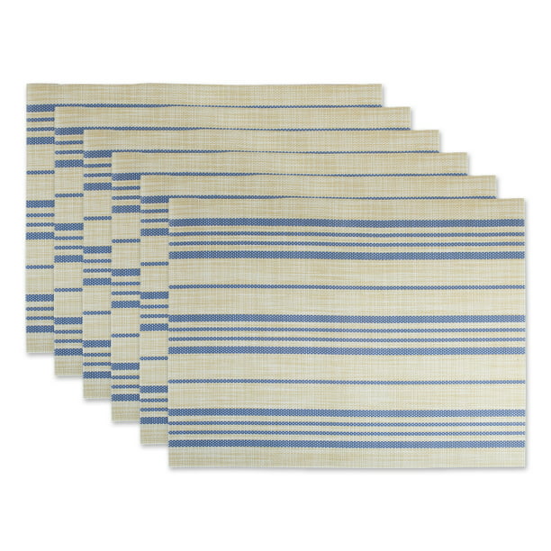 Cotton Placemats Vintage French Stripes Blue 4/pack 